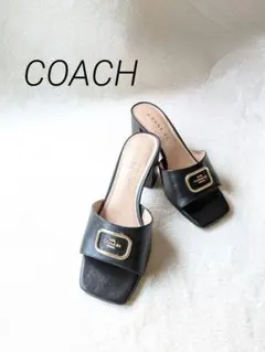 COACH　コーチ　ブラックスクエアトゥミュール　ゴールドロゴのサムネイル