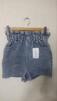 新品■ハイウエストライトブルーデニムショートパンツ
