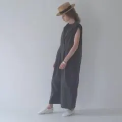nest Robe コットンリネンタイプライターガーメントダイサロペット