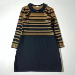 フォクシーブティック　ニットワンピース　ボーダー　切り替えデザイン　しっかり生地