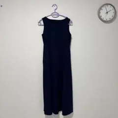 ノースリーブ ロングワンピース ネイビー