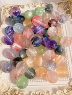 レジン　樹脂　16mm 飴玉　キャンディ　和　シアー　パール　縞々　ツートン