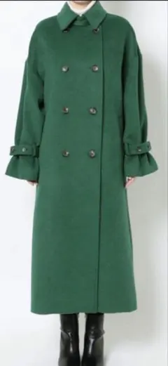MURUAダブルステンカラーコートムルーア2グリーン定価16,390円