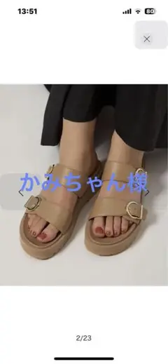 ダブルベルトプラット サンダル(3.5cmヒール)