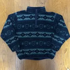 80s L.L.Bean 総柄 スナップT フリース エルエルビーン
