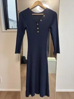 Rady リブニットワンピース ネイビー M