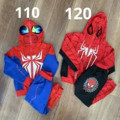 【兄弟おそろい】スパイダーマン風 パーカー上下セット 110・120 双子 年子