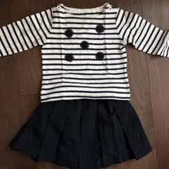 ファミリア　ボーダー柄長袖Tシャツ・プティマインフレアスカートセット