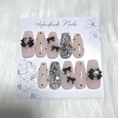 ネイルチップ 水玉 リボン フレンチガーリー ワンホン 韓国 地雷系 量産型