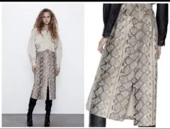 【美品】ZARA ザラ　タイトスカート　s サイズ　蛇柄　クロコダイル　レザー風