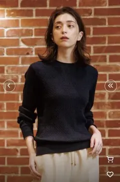 ウォッシャブルニット　オーガニックコットン　ネイビー