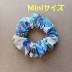 シュシュ(ミニサイズ)♪︎ブルー系花柄☆ハンドメイド