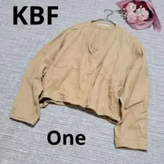 KBF ケービーエフ ノーカラージャケット 麻 ベージュ ロングスリーブ One