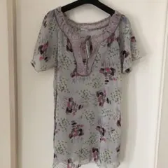 エル　シフォンチュニック　葡萄ぶどう　花柄　グレー　イトキンのサムネイル