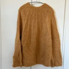 美品✨【M】リブ編み マスタード色 長袖ニット EU40