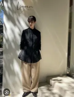 louren handsome lace shape shirt 黒　ローレン