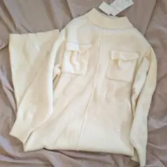 新品 タグ付き レディース アイボリー ニットワンピース 長袖 大きい L