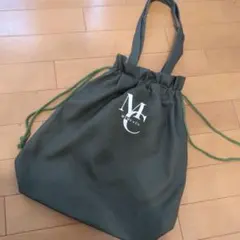 新品未使用カーキオリーブグリーン巾着型 キャンバストートバッグ