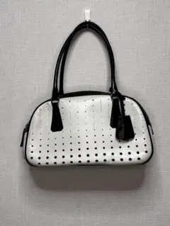 P*e様 PRADA プラダ ホワイト ブラック ドット ハンドバッグ