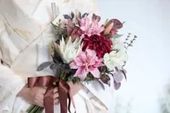 結婚式 ウェディングブーケ アーティフィシャルフラワーブーケ ピンクブーケ 造花
