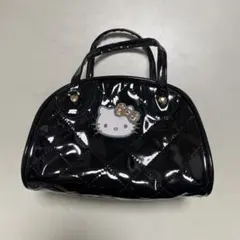 サンリオ　ハローキティ　エナメルミニボストンキルティングバッグ　ブラック