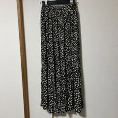 ヒョウ柄フレアロングスカート　ブラック