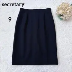 【美品】secretary タイトスカート　M ウール　オフィス　ブラック　薄手
