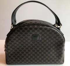 CELINE セリーヌ マカダム柄 PVC×レザー ハンドバッグ ブラック　美品