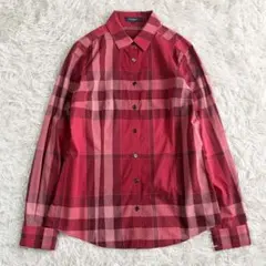 【美品】バーバリーロンドン シャツ ノバチェック レッド 38