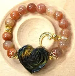 〖D515〗タイガーアイ 薔薇 パーツ サンストーン デザインブレスレット