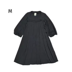 Sybilla タック ワンピース Aライン バルーンスリーブ グレー Mサイズ