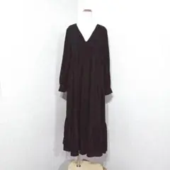 ZARA 長袖マキシワンピース ブラック Vネック コットン裏地 きれいめ