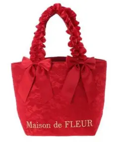 Maison de FLEUR レースダブルリボンフリルハンドルトートバッグ