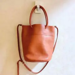 美品✨perche / 姫路レザー丸手ハンドル2wayバケツバッグ