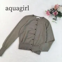 【アクアガール】 レディース オリーブグリーン カーディガン カシミヤ混 フリーのサムネイル