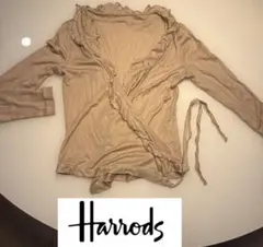 Harrods カーディガン　ベージュ　フリル　カシミヤ10%