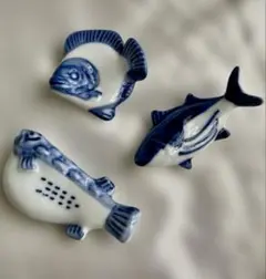魚形状の陶磁器製箸置き3点セット