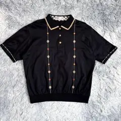 美品 DAKS GOLF ダックス 半袖ポロシャツ 刺繍 裾リブ ブラック Mのサムネイル