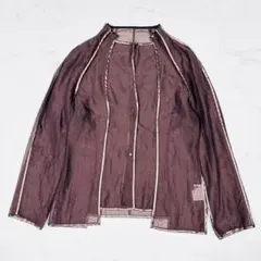 美品 ヒロコビス パイピング シースルーブラウス ジャケット キュプラ Lサイズのサムネイル