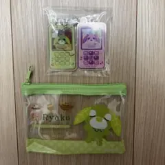 お茶犬 アクリルキーホルダー ポーチセット 携帯 ガラケー
