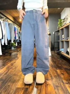 レディース 韓国ファッション ボトムス コーデュロイパンツ セミワイドパンツ