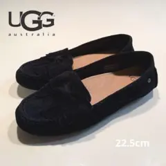 UGG アグ スエード ローファー 23.5 黒 ジッパー ドライビングシューズ