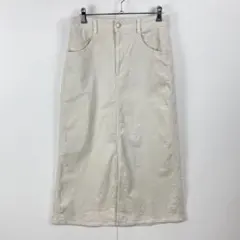 訳あり GU ジーユー コーデュロイAラインロングスカート フロントスリット L