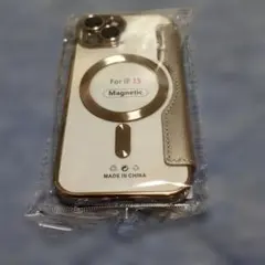 ★新品未使用★iPhone 15用 手帳型ケース マグネット式 ゴールド