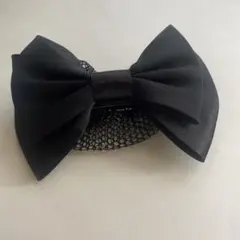 シニョンネット　バレッタ　髪留め　お団子ネット　ヘアアクセサリー　ブラック　黒