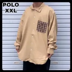 【希少レア】古着　シルクシャツ　POLOポロ　ベージュ　メンズ　チェック