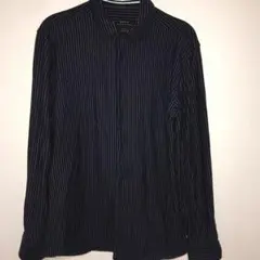 ZARA スリムフィット ストライプシャツ メンズ伸縮性ありMサイズ