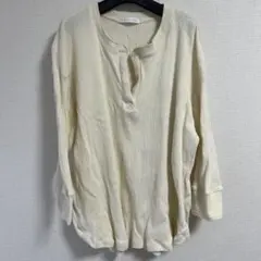 アメリカンホリック アイボリーリブ編みヘンリーネック Tシャツ M