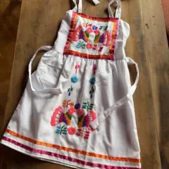 メキシコオアハカ小鳥さん愛のこもった手刺繍入り ベビーエプロン90-95 