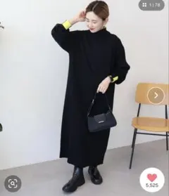 バイパチモックネックニットワンピース